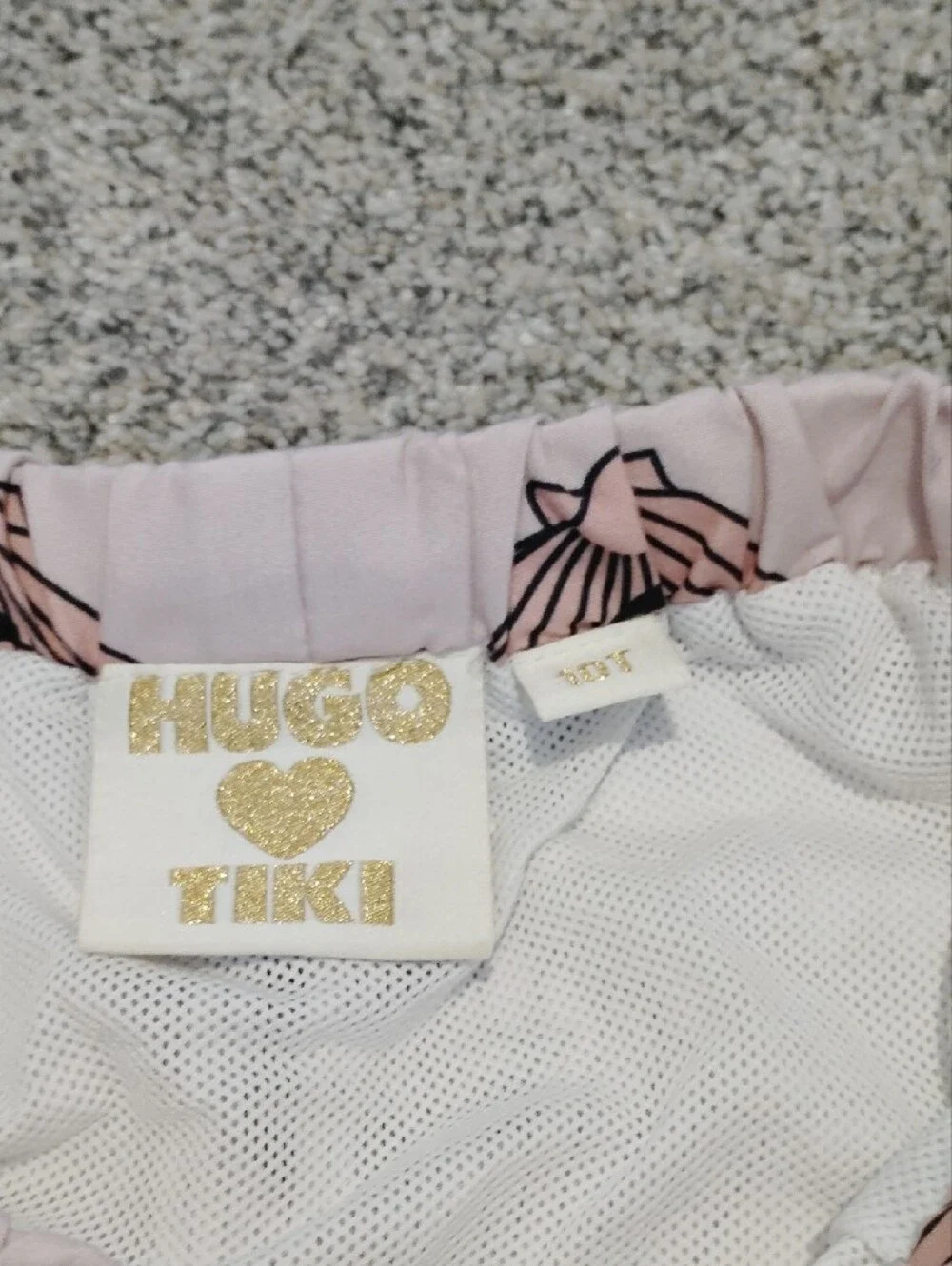 Girls' Pink Shell-Print Swim Trunks with Drawstring